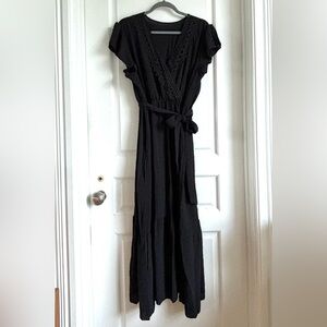 Black Midi Dress w/Lace Details